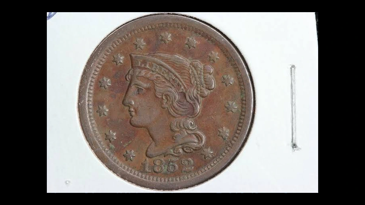 1852 Braided Hair Cent: Repunched Date