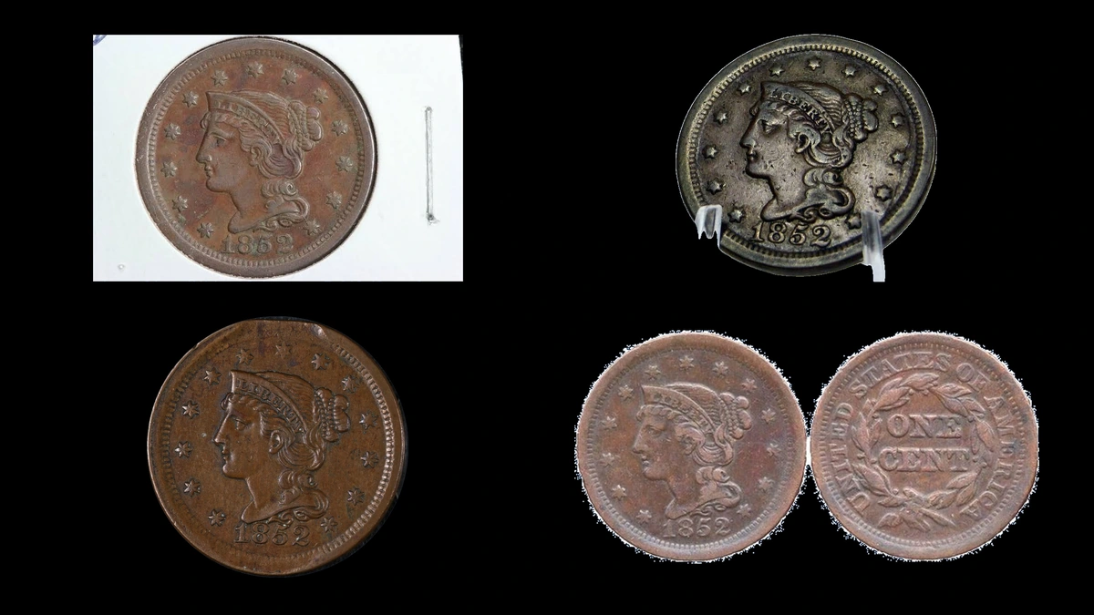1852 Penny Errors — error coin photographs