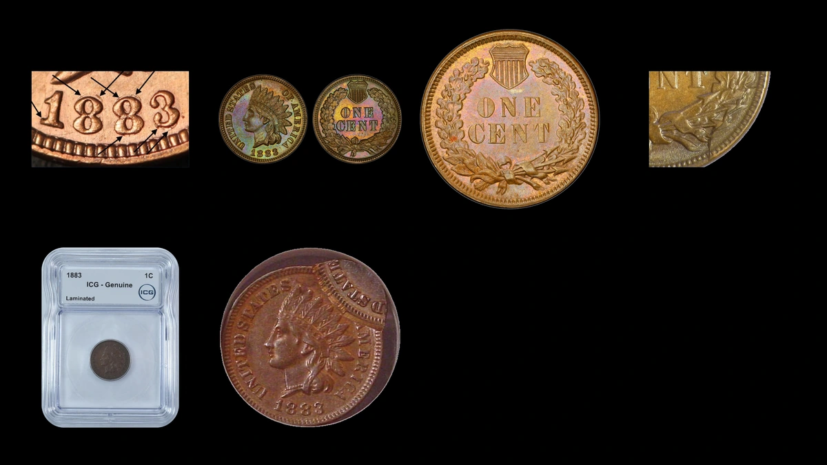 1883 Penny Errors — error coin photographs