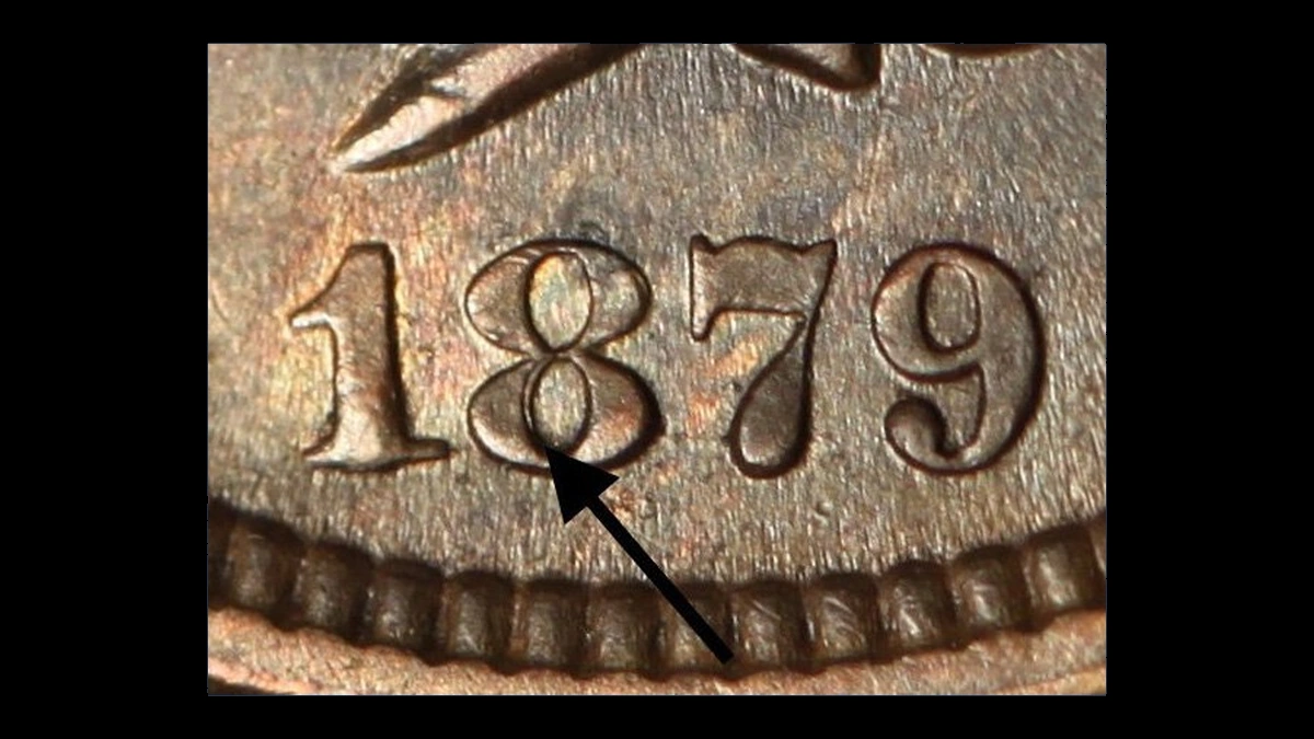 1879 Indian Head Penny: Repunched Date