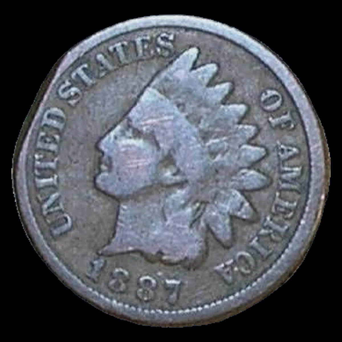 1887 Indian Cent: Clipped Planchet