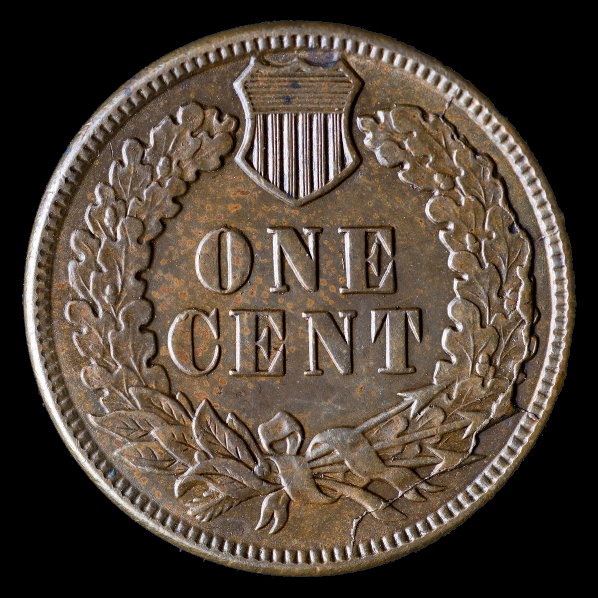 1887 Indian Head Penny: Die Break / Cud