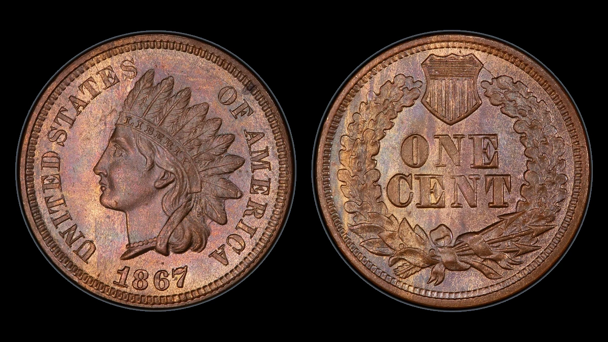 1867 Indian Head Penny: Repunched Date