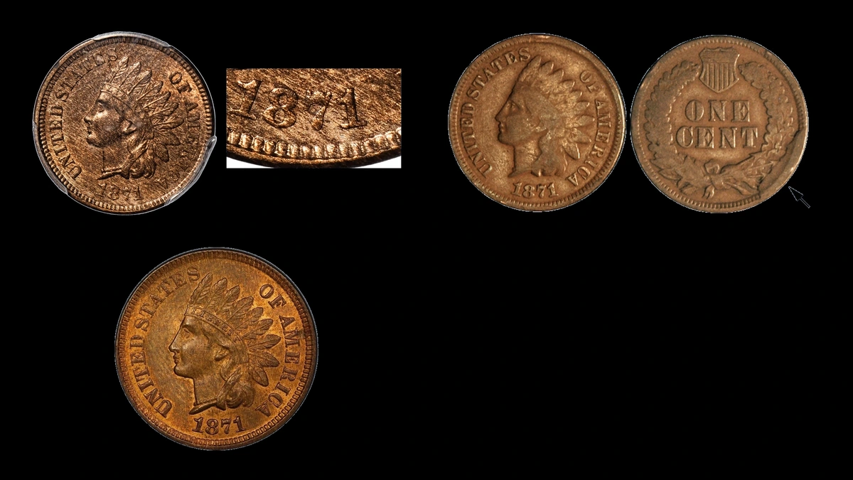 1871 Penny Errors — error coin photographs