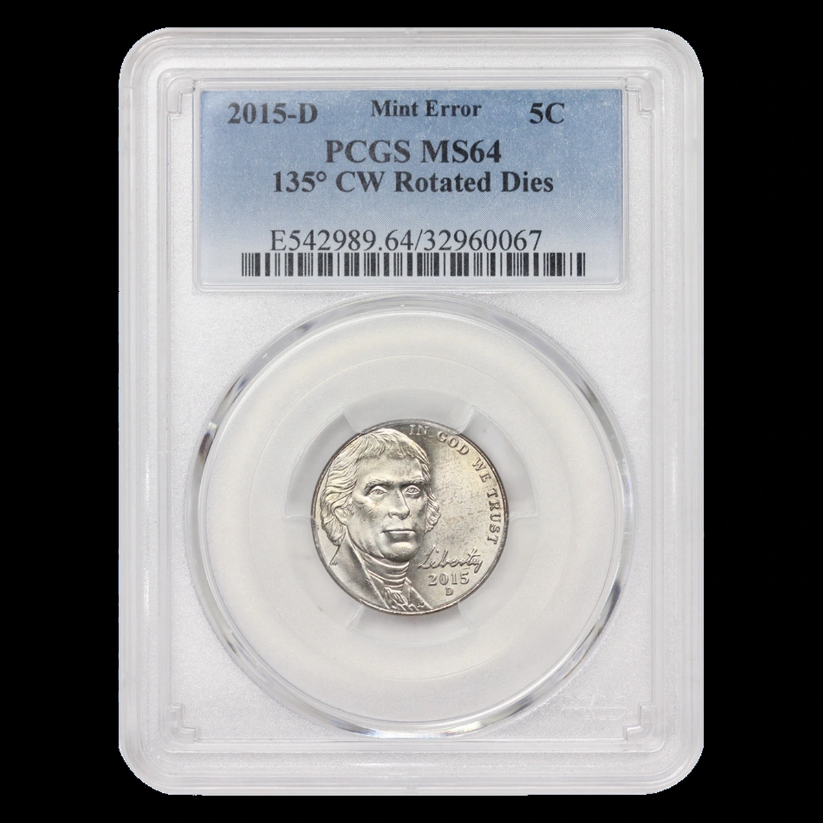 2015 Jefferson Nickel: Rotated dies