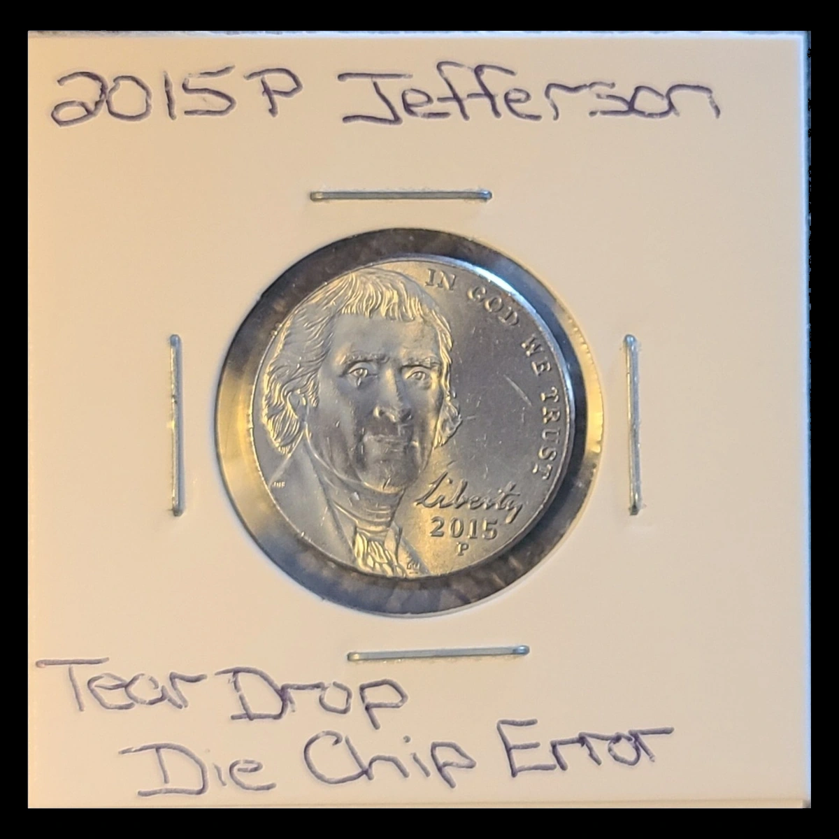 2015 Jefferson Nickel: Die Crack / Die Chip