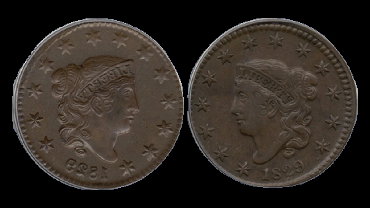 1829 Coronet Head Cent: Brockage