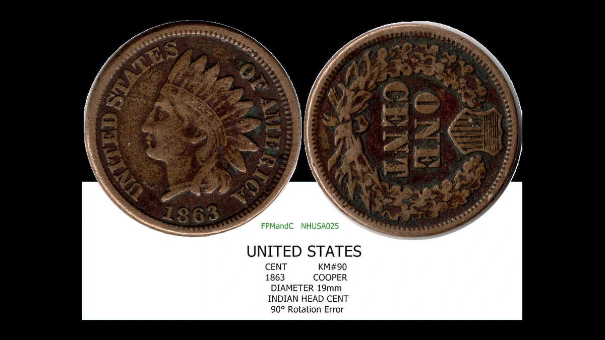 1863 Indian Head Penny: Rotated Dies