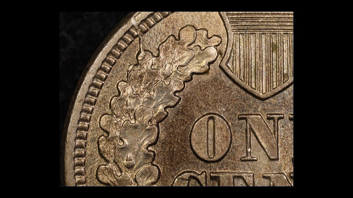 1863 Indian Head Penny: Die Crack