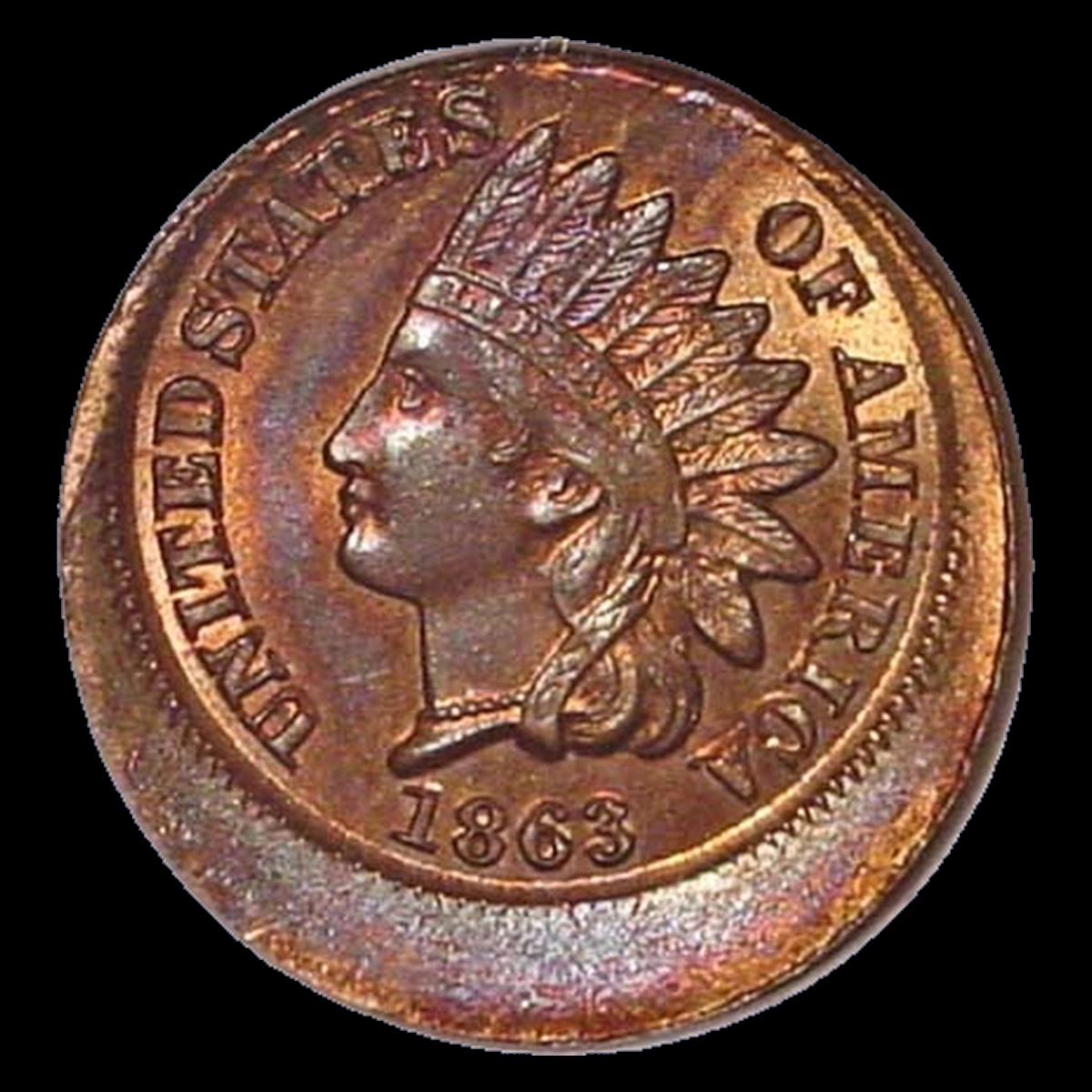 1863 Indian Head Penny: Off-Center Strike