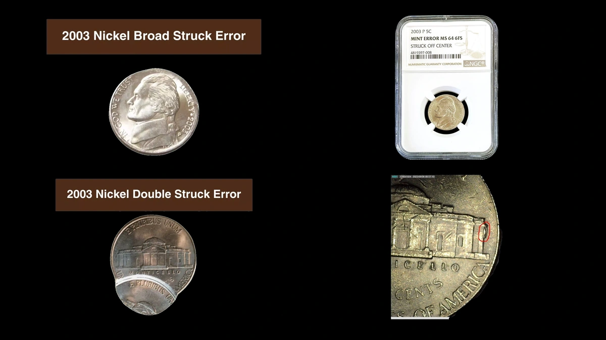 2003 Nickel Errors — error coin photographs