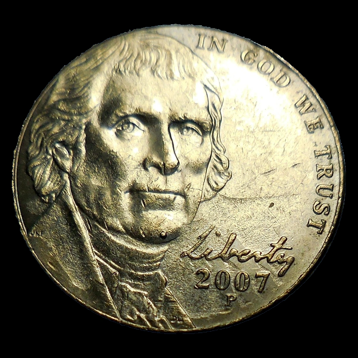 2007 Jefferson Nickel: Die Crack / Die Chip