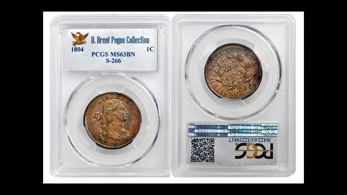 1804 Draped Bust cent with the reverse rotated about 45 degrees counterclockwise