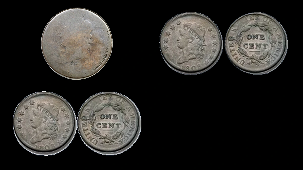 1808 Penny Errors — error coin photographs
