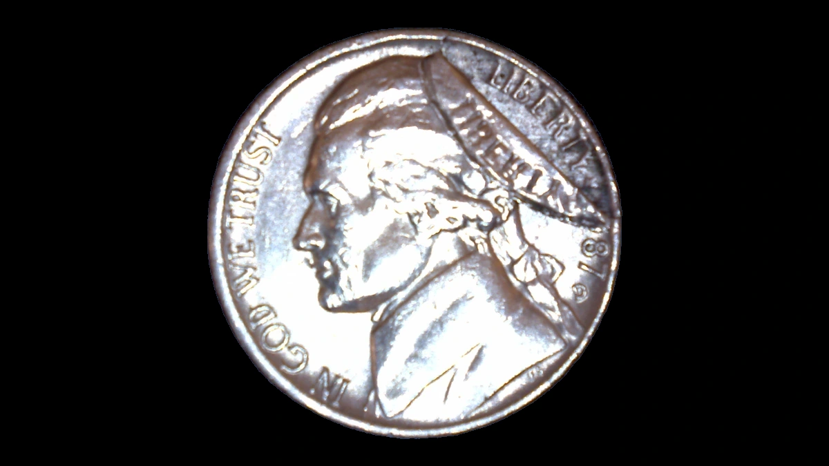 1987 Jefferson Nickel: Lamination
