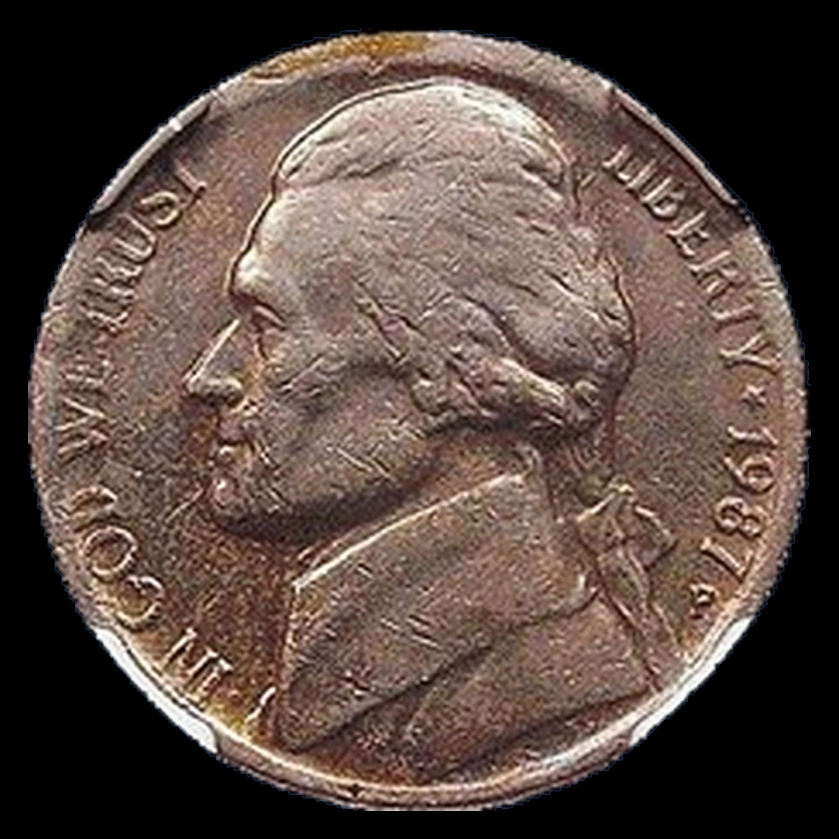 1987 Jefferson Nickel: Thin Thick Planchet