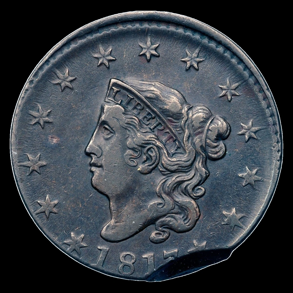 1817 Coronet Head Cent: Clipped Planchet
