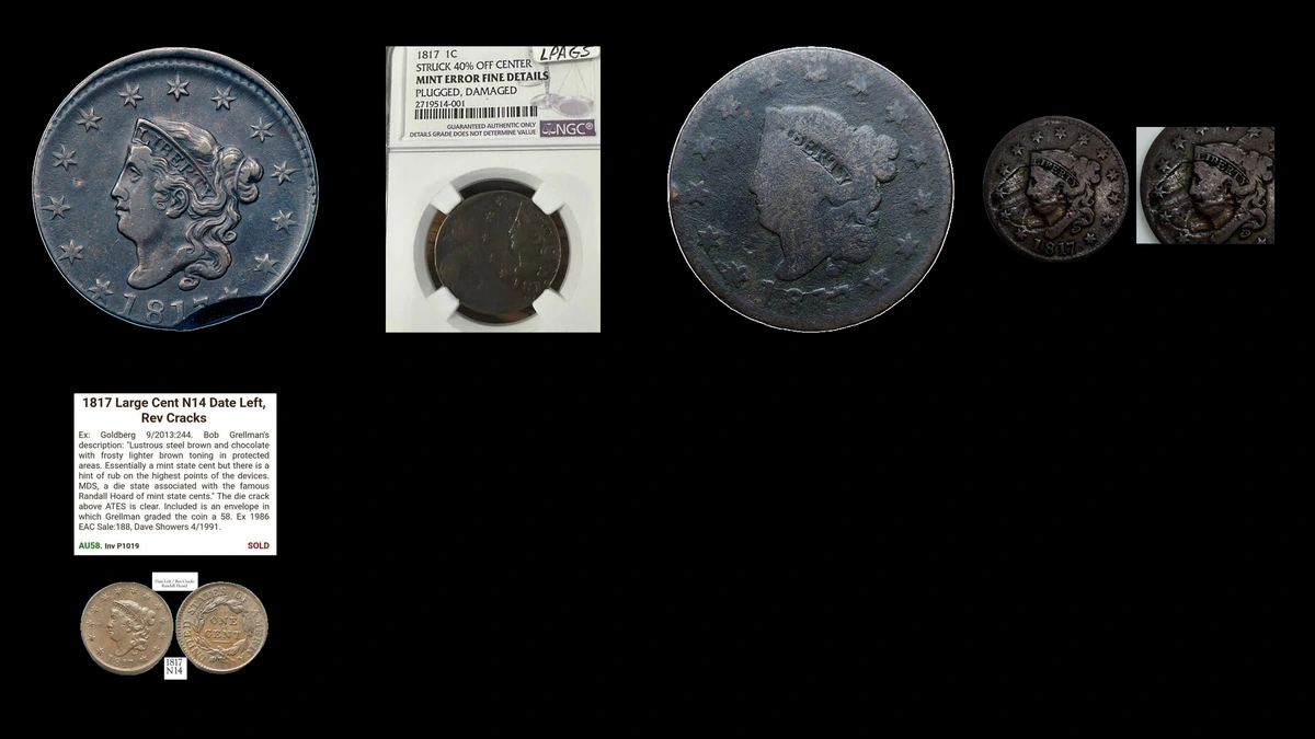 1817 Penny Errors — error coin photographs