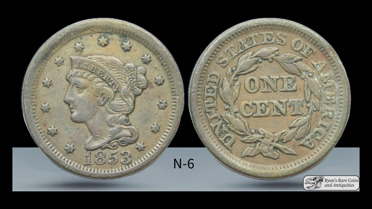 1853 Braided Hair Cent: Die Crack