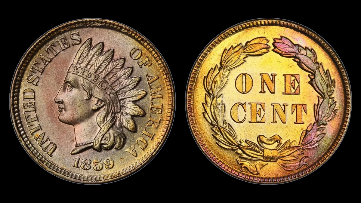 1859 Indian Head Penny: Repunched Date