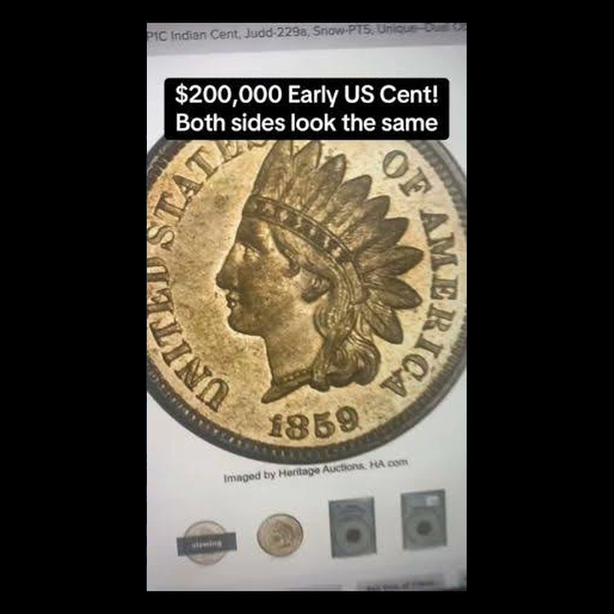1859 Indian Cent: Double-Obverse Mule