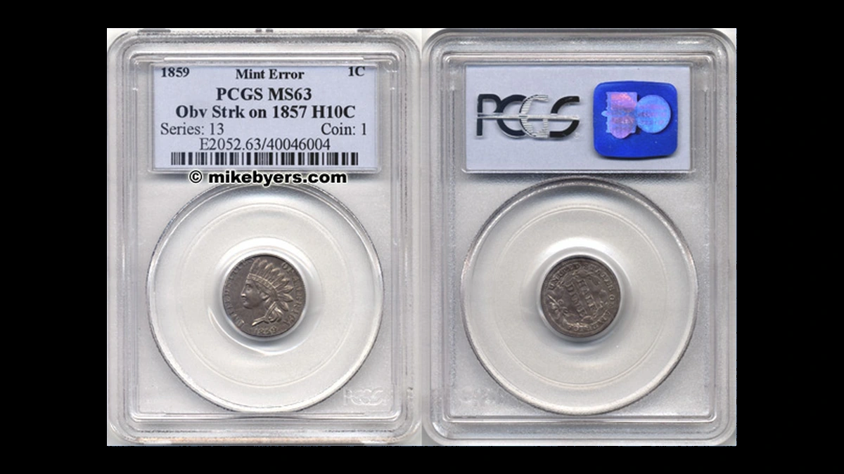 1859 Indian Cent: Overstrike / Double Denomination