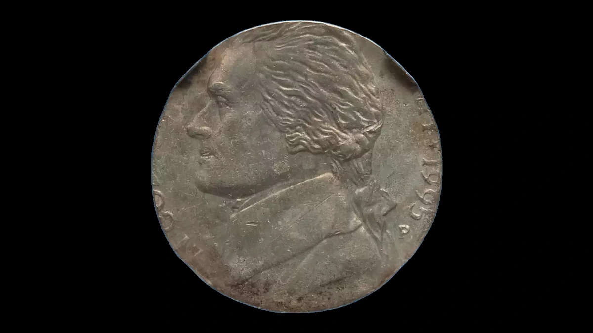 1995 Jefferson Nickel: Struck on dime blank