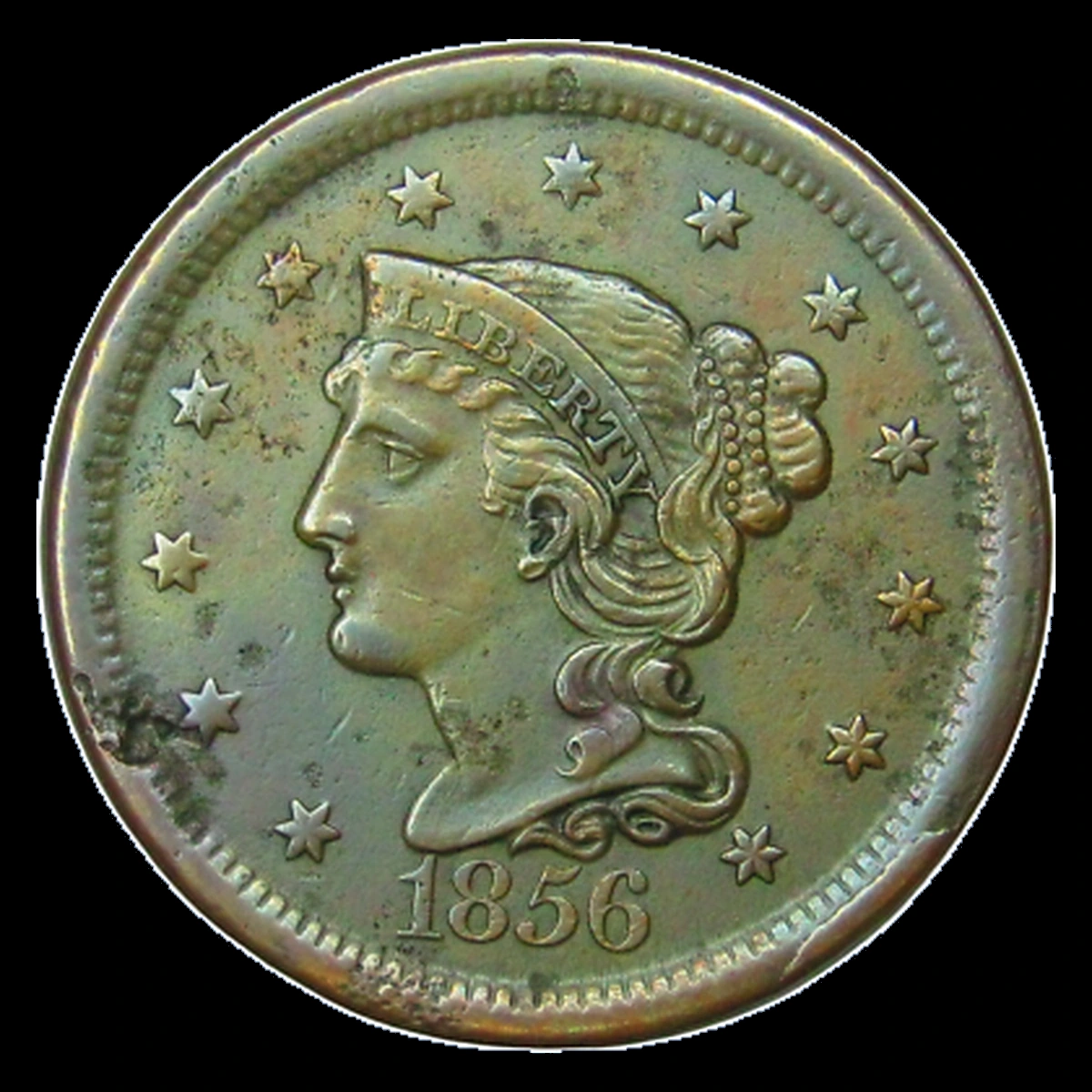 1856 Braided Hair Cent: Die Break