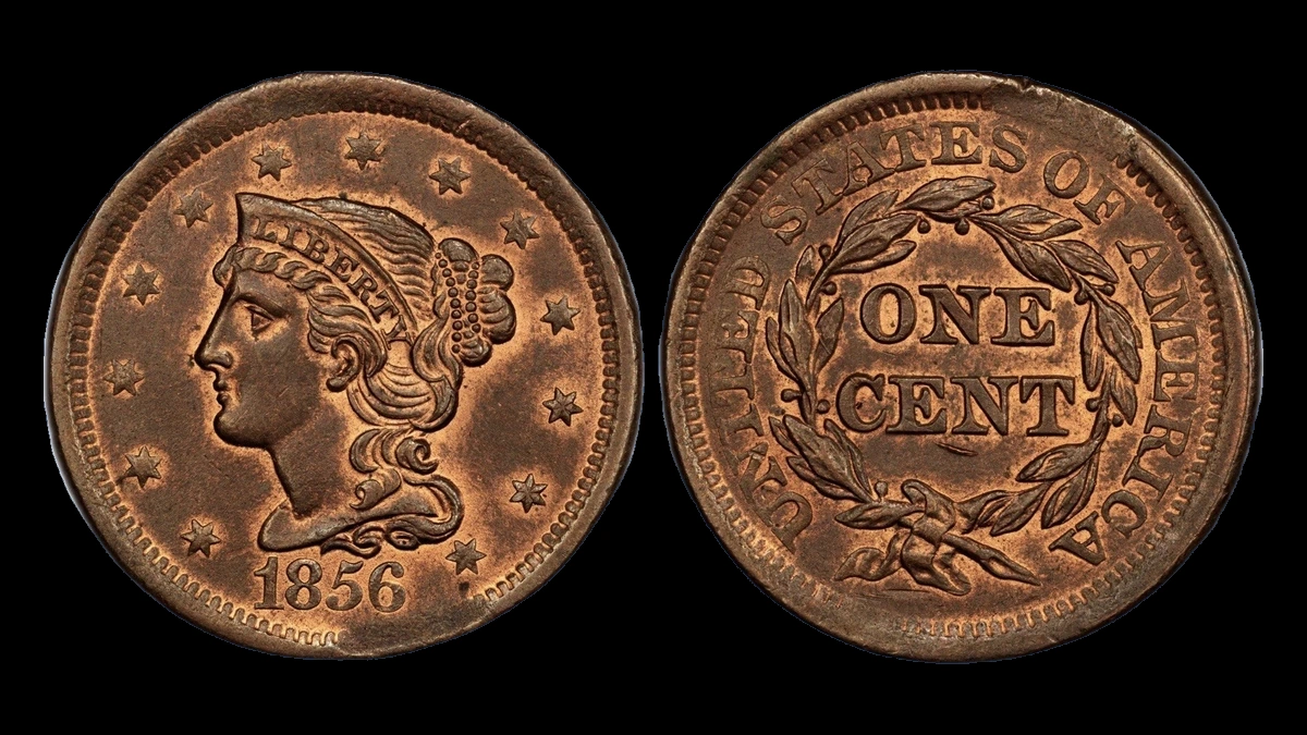 1856 Braided Hair Cent: Clipped Planchet