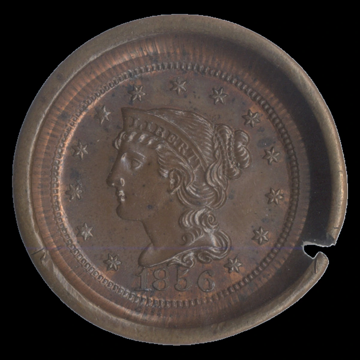 1856 Braided Hair Cent: Die Cap