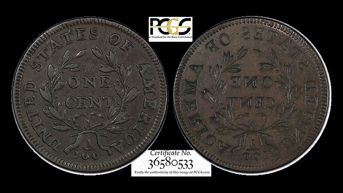 1796 Draped Bust Cent: Brockage