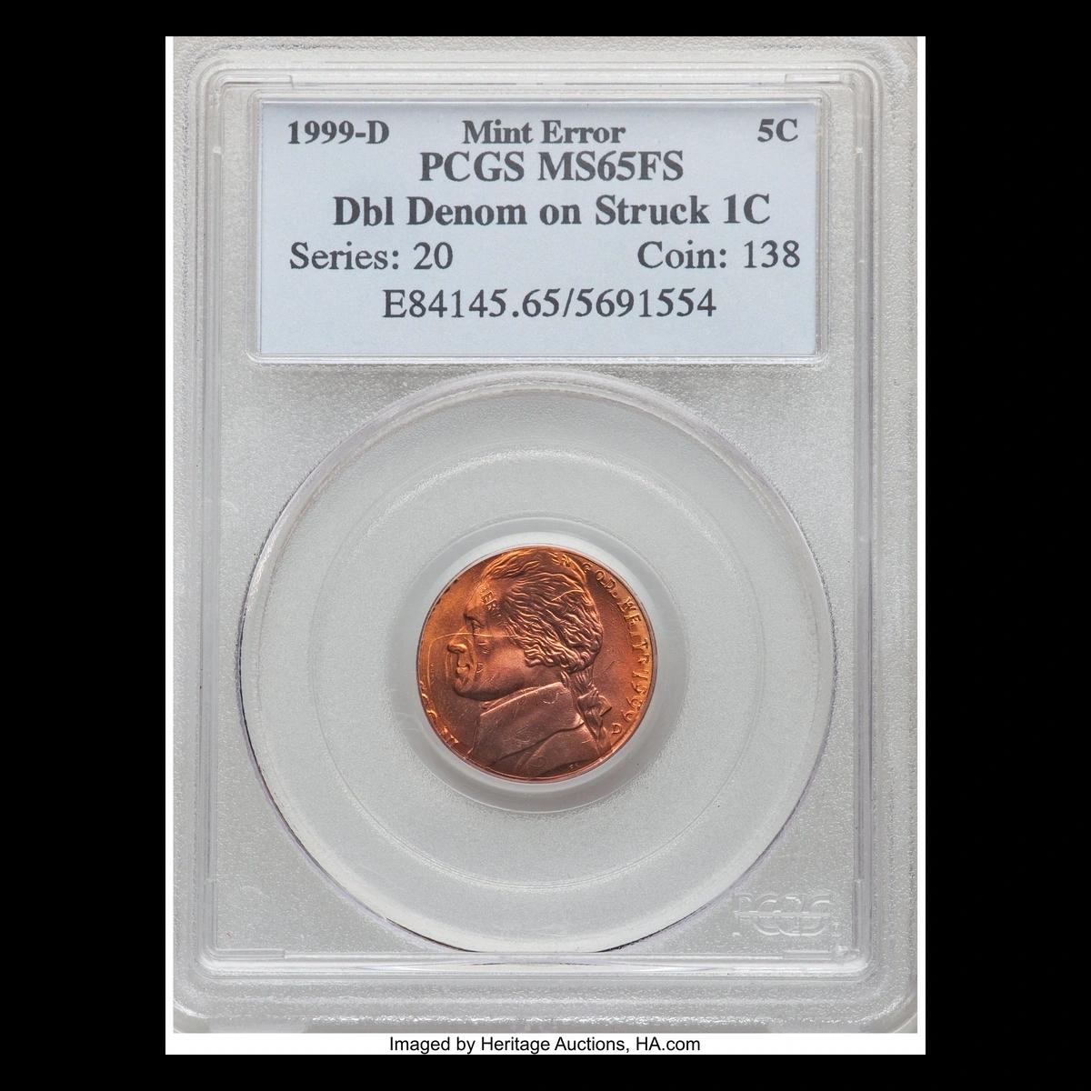 1999 Jefferson Nickel: Struck over a1999-Dcent
