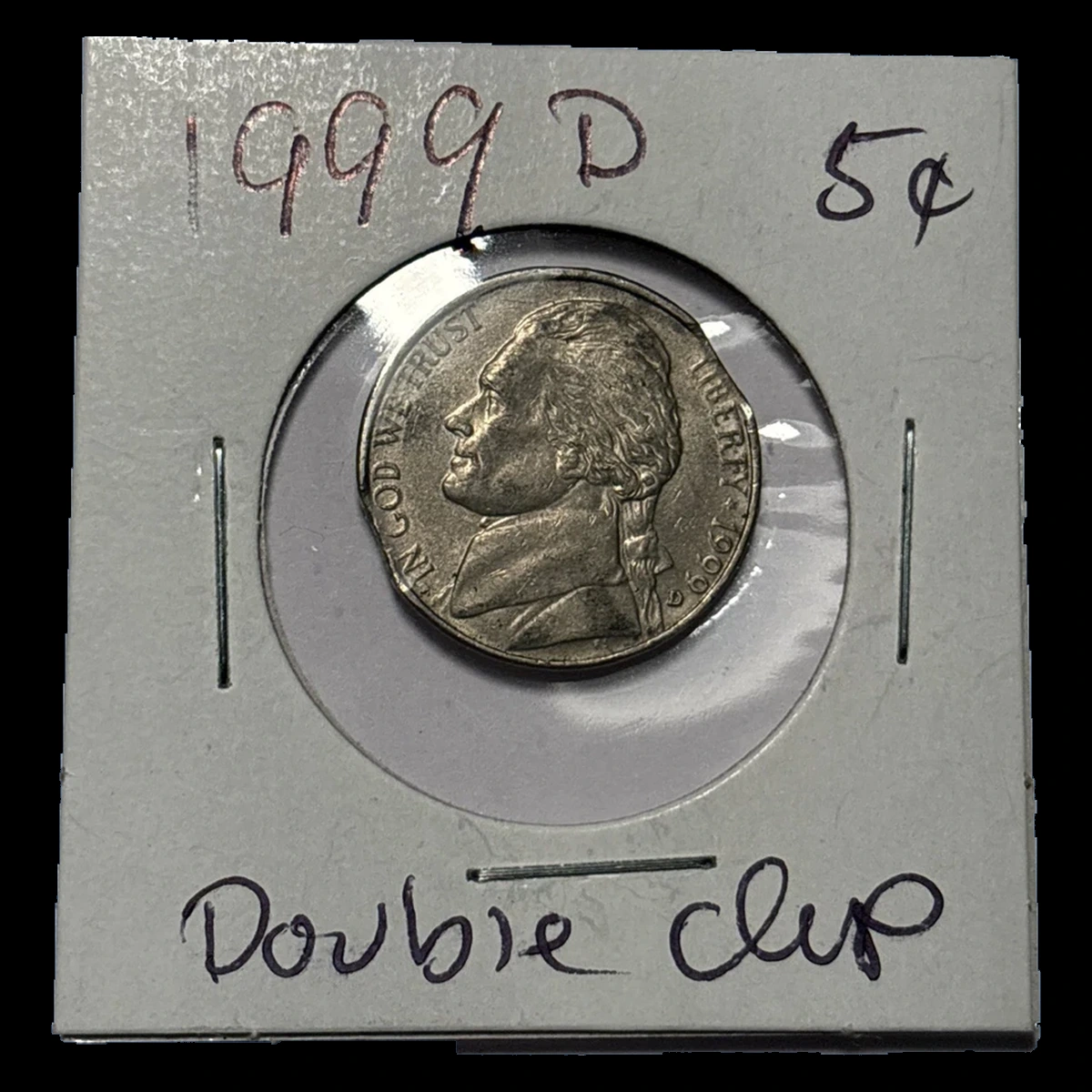 1999 Jefferson Nickel: Clipped Planchet