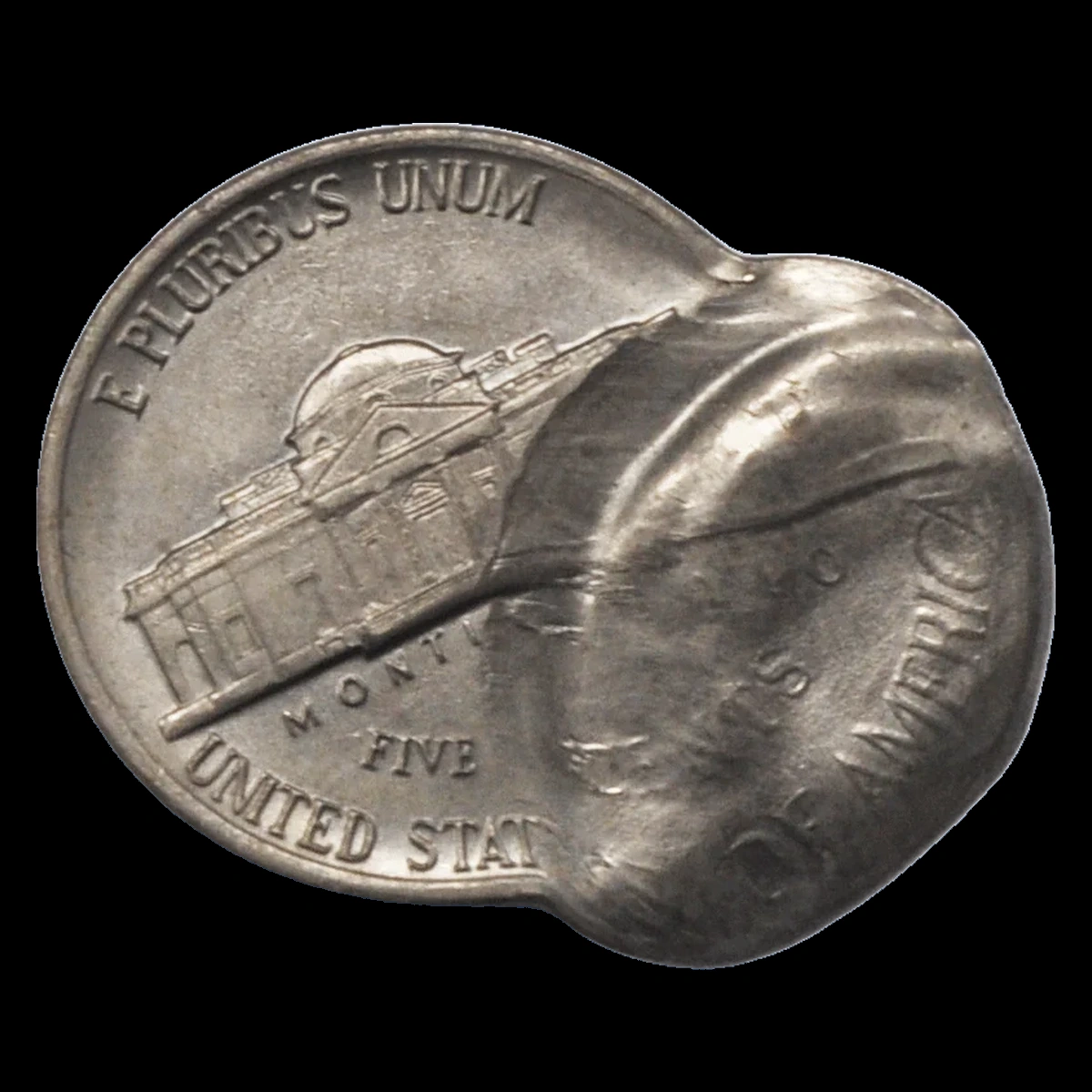 1983 Jefferson Nickel: Brockage