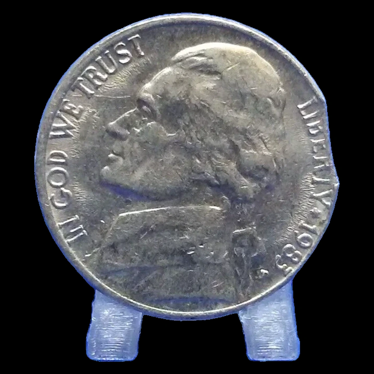 1983 Jefferson Nickel: Clipped Planchet