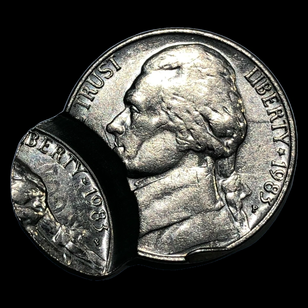 1983 Jefferson Nickel: Off-center strike