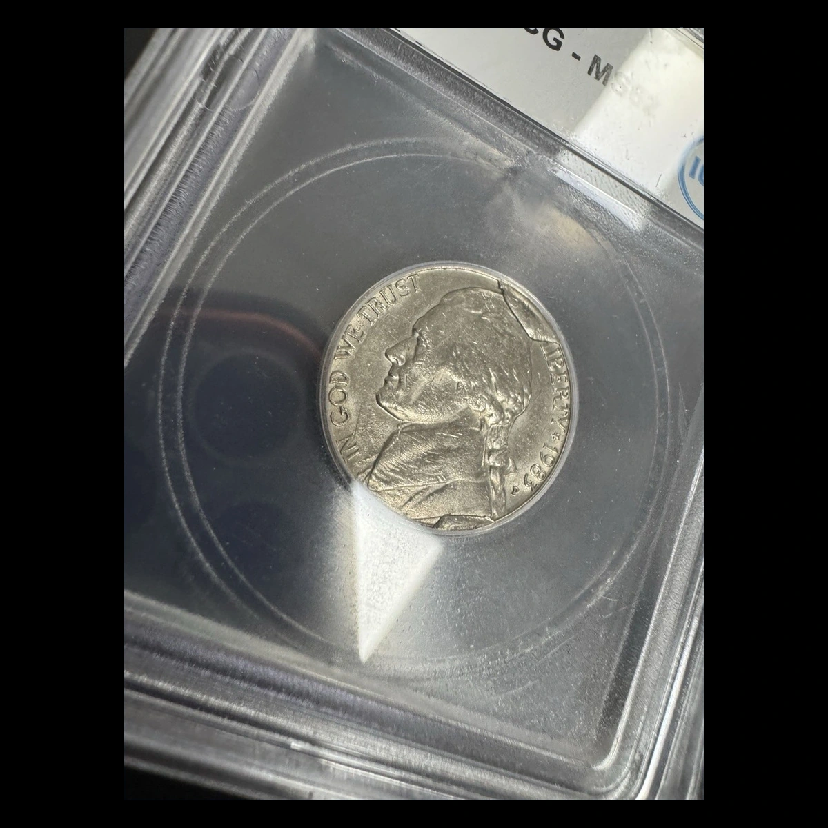 1983 Jefferson Nickel: Major die break