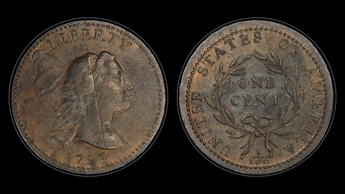 1793 Flowing Hair Large Cent: Die Crack