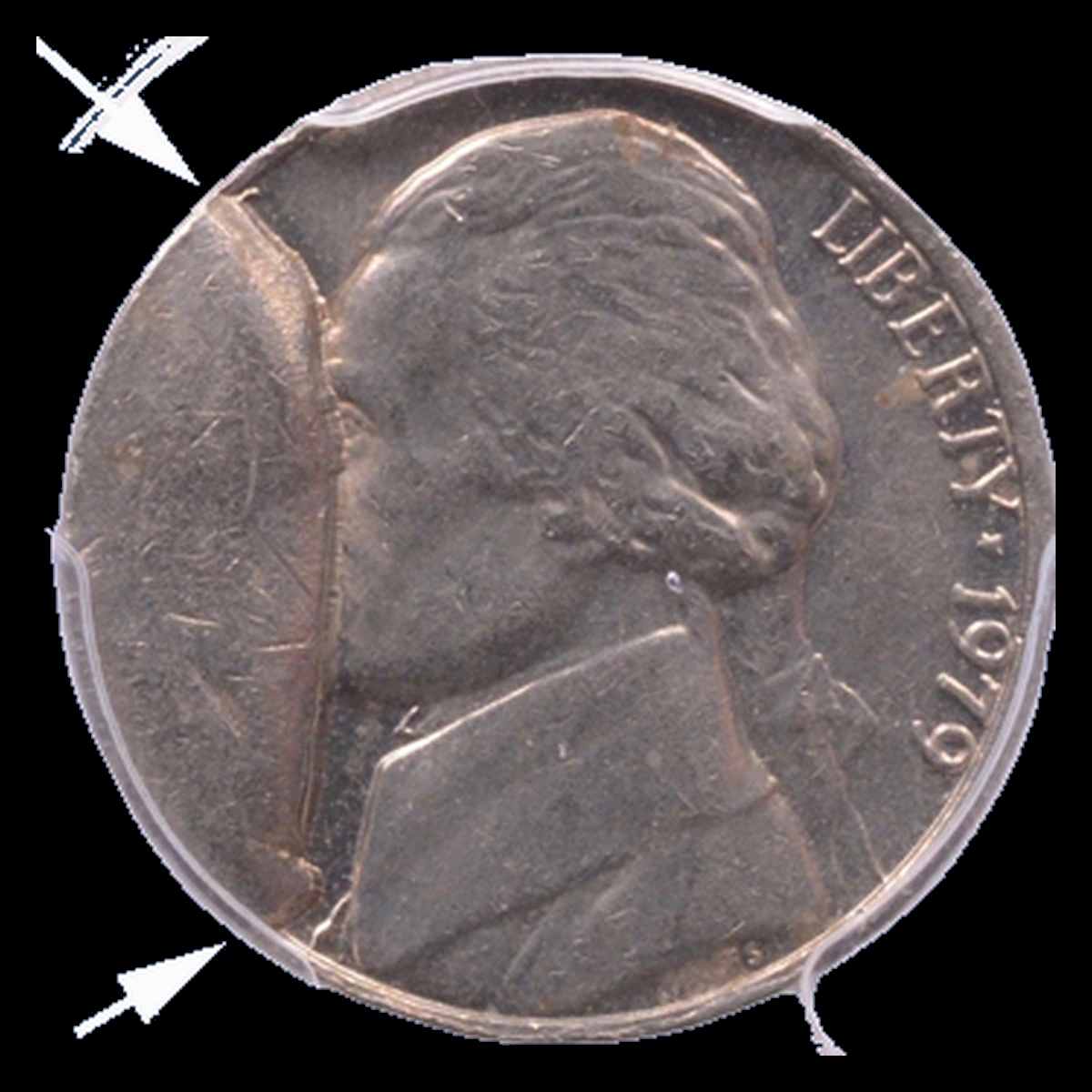 1979 Jefferson Nickel: Die Break