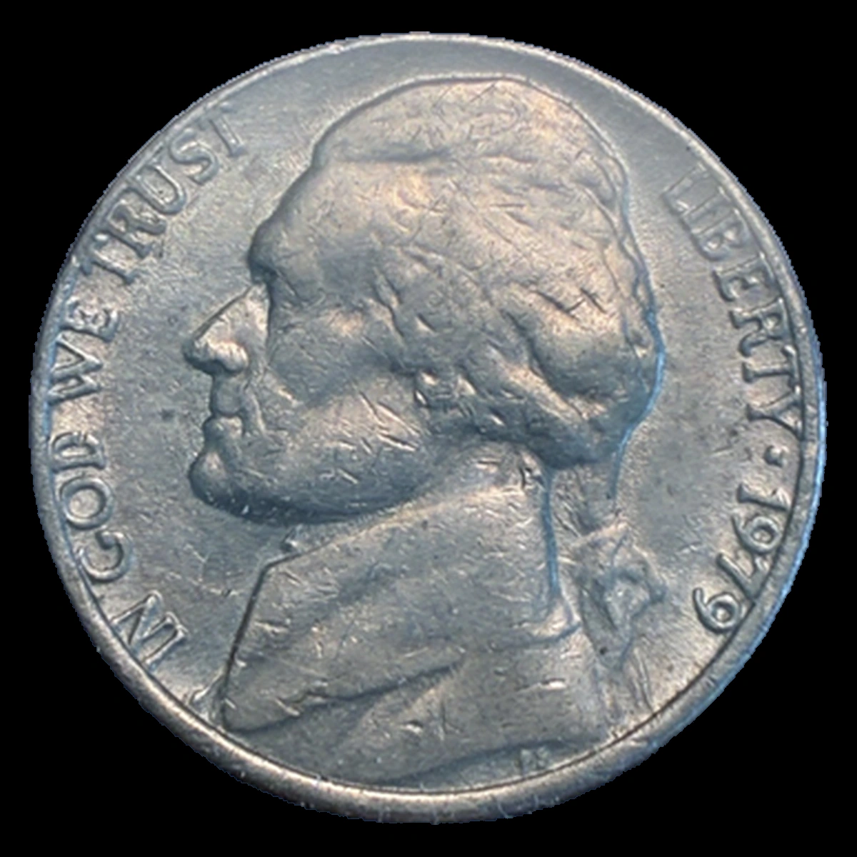 1979 Jefferson Nickel: Struck Through