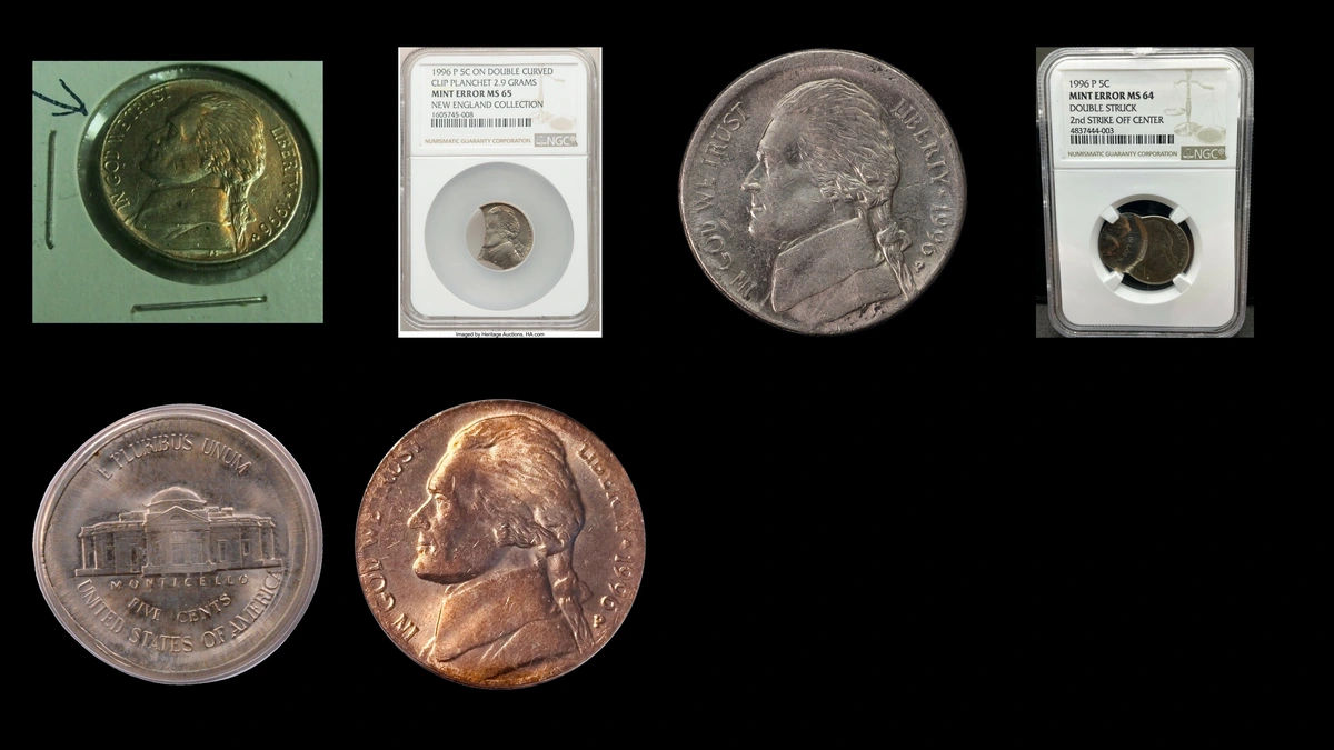1996 Nickel Errors — error coin photographs