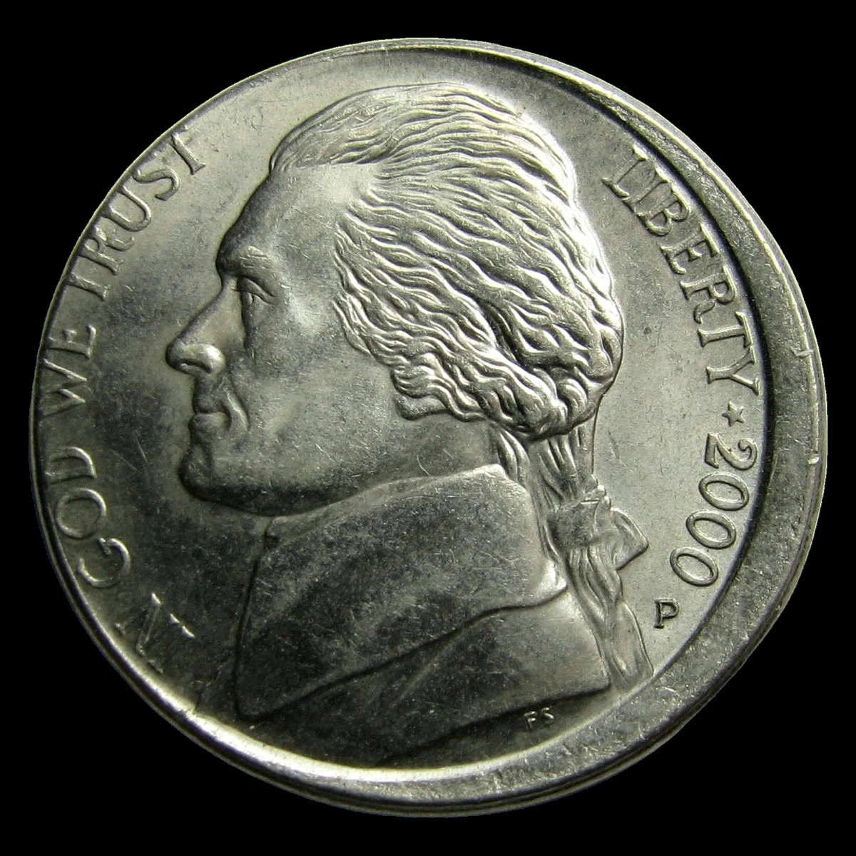 2000 Jefferson Nickel: Misaligned Die