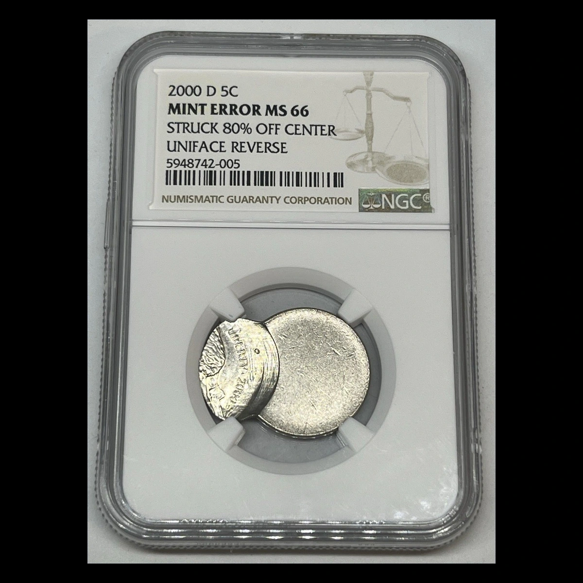 2000 Jefferson Nickel: Off-center strike