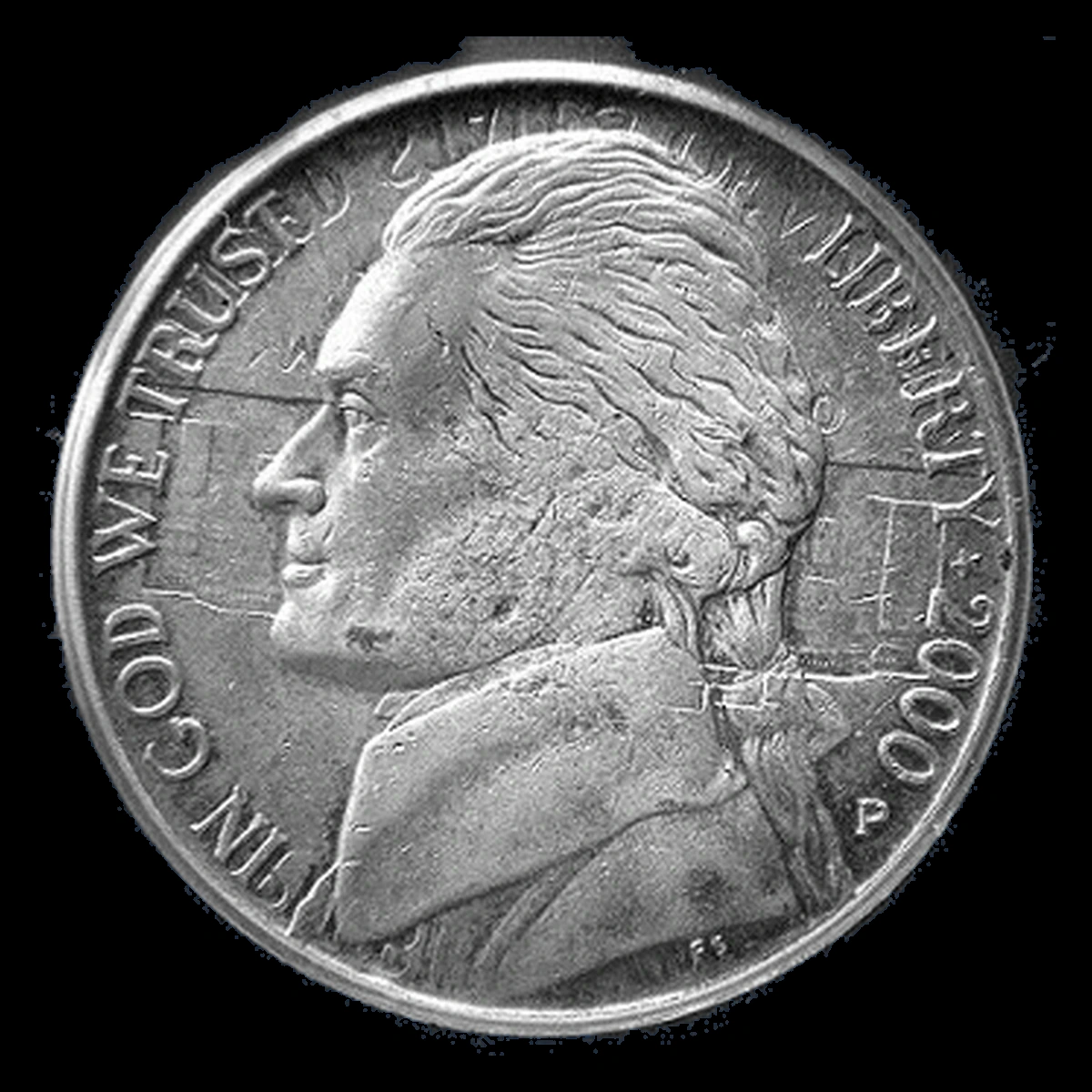 2000 Jefferson Nickel: Clashed Dies