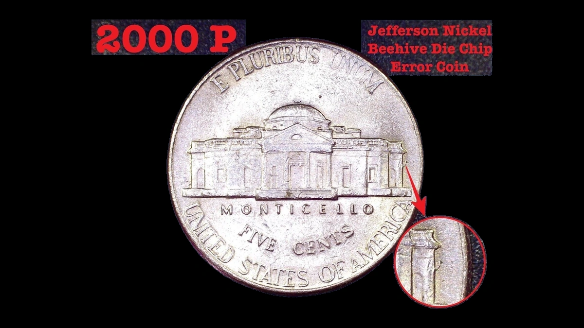 2000 Jefferson Nickel: Die Crack / Die Chip