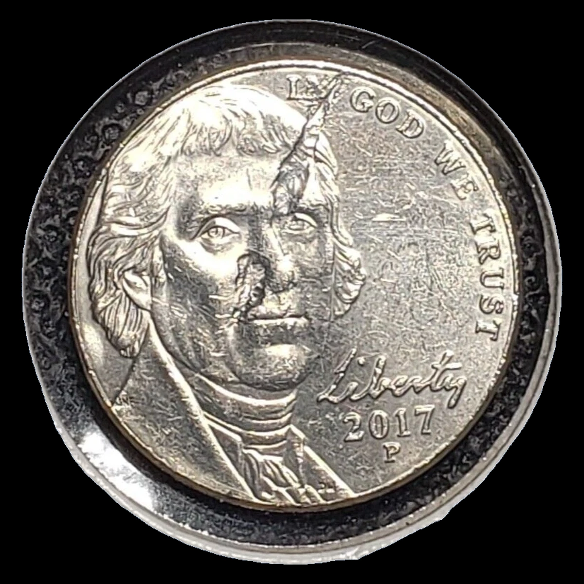 2017 Jefferson Nickel: Struck-Through Error