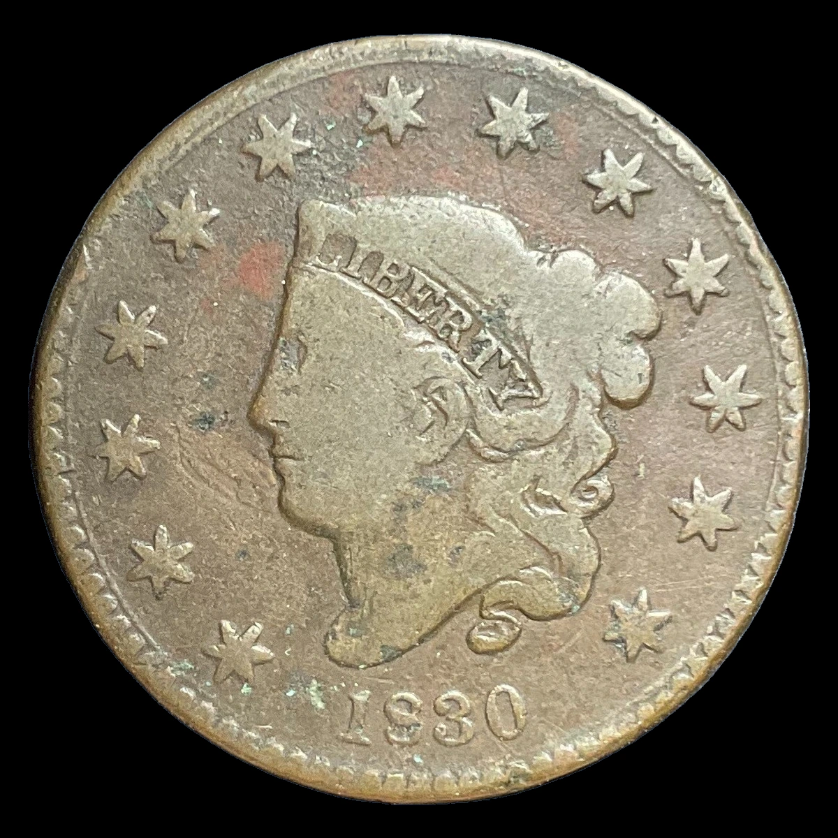 1830 Coronet Head Cent: Rotated Dies