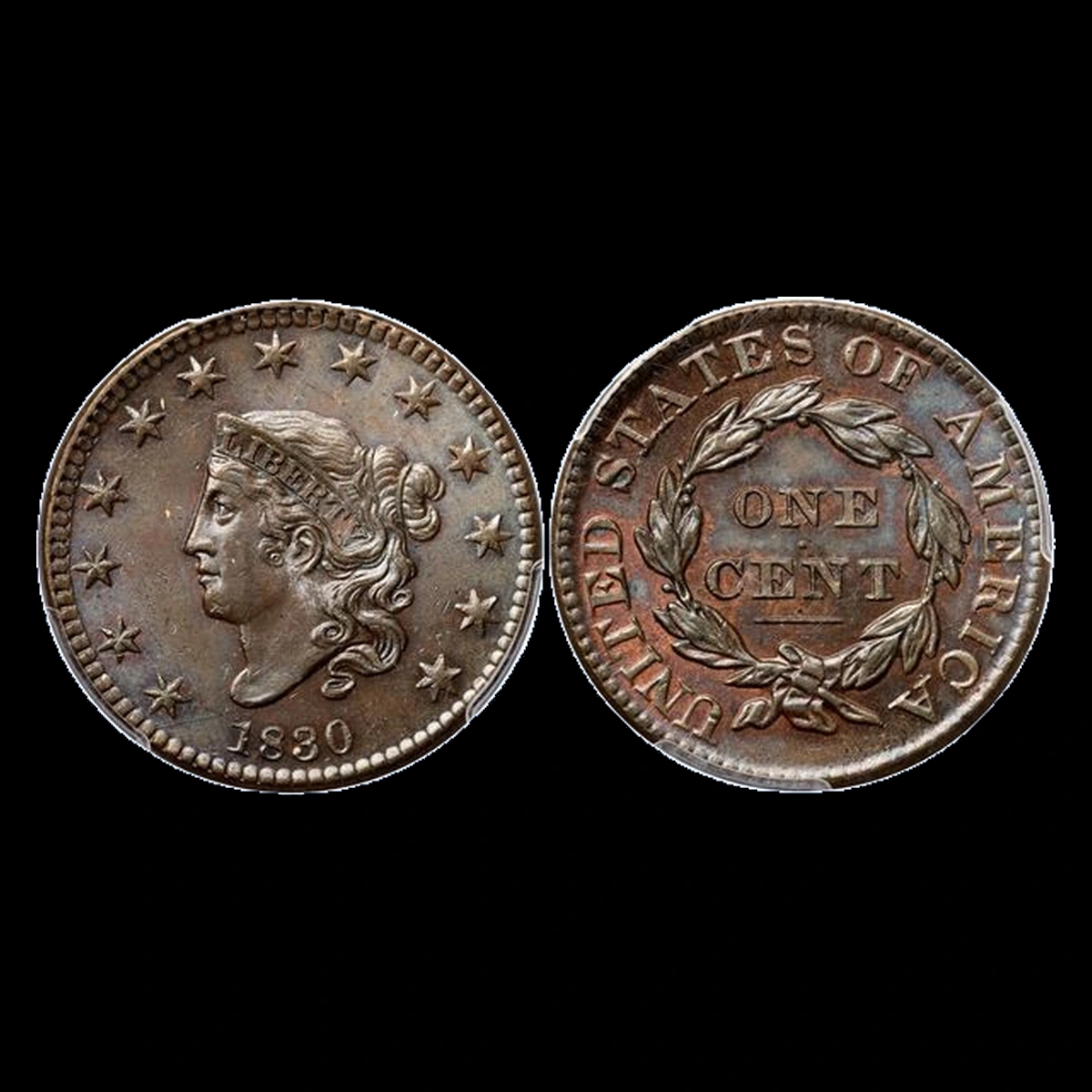 1830 Coronet Head Cent: Repunched Date