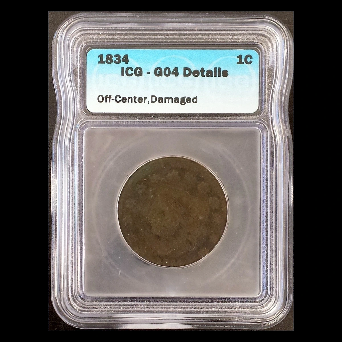 1834 Coronet Head Cent: off-center strike