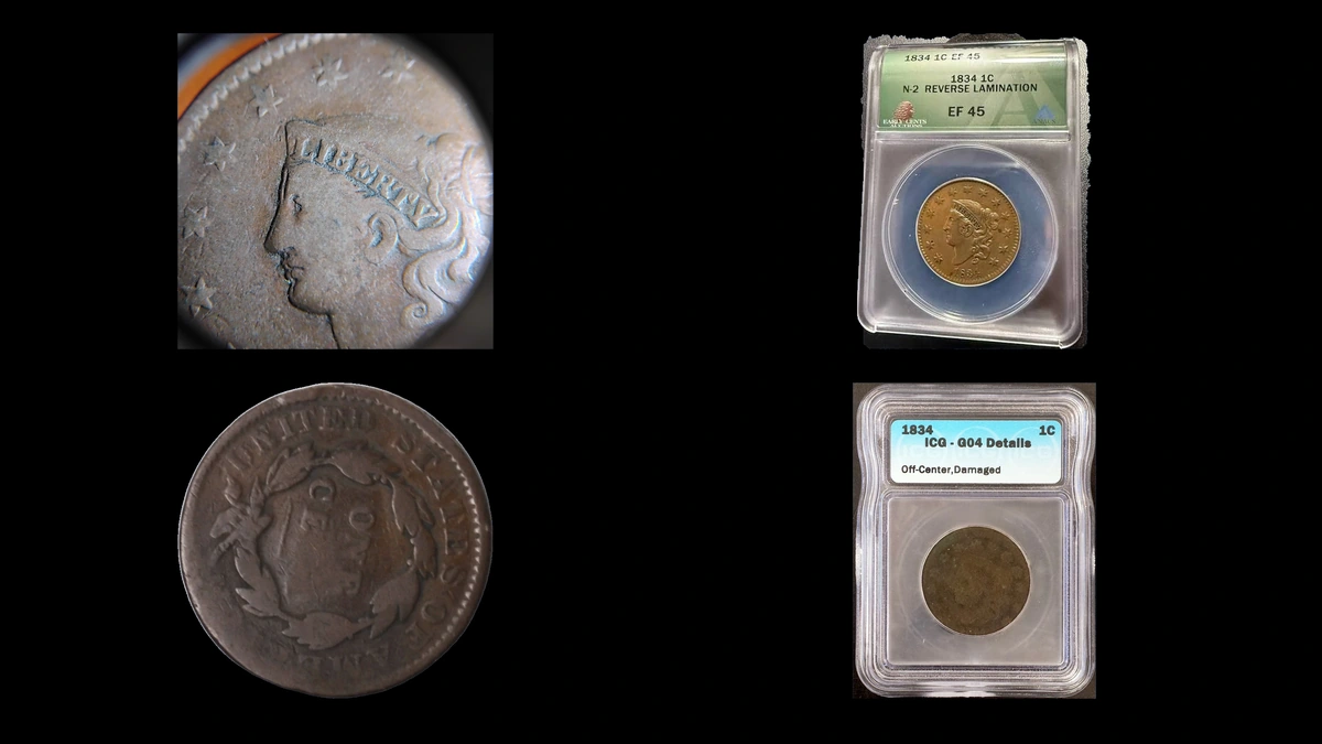 1834 Penny Errors — error coin photographs